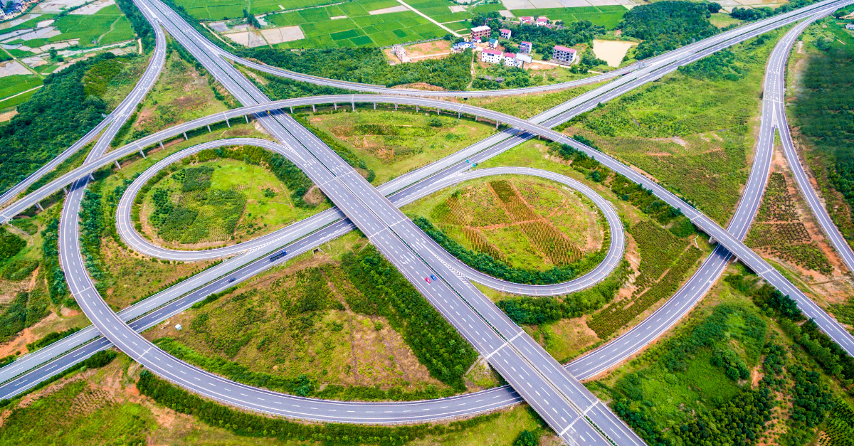 Drone view of motorway