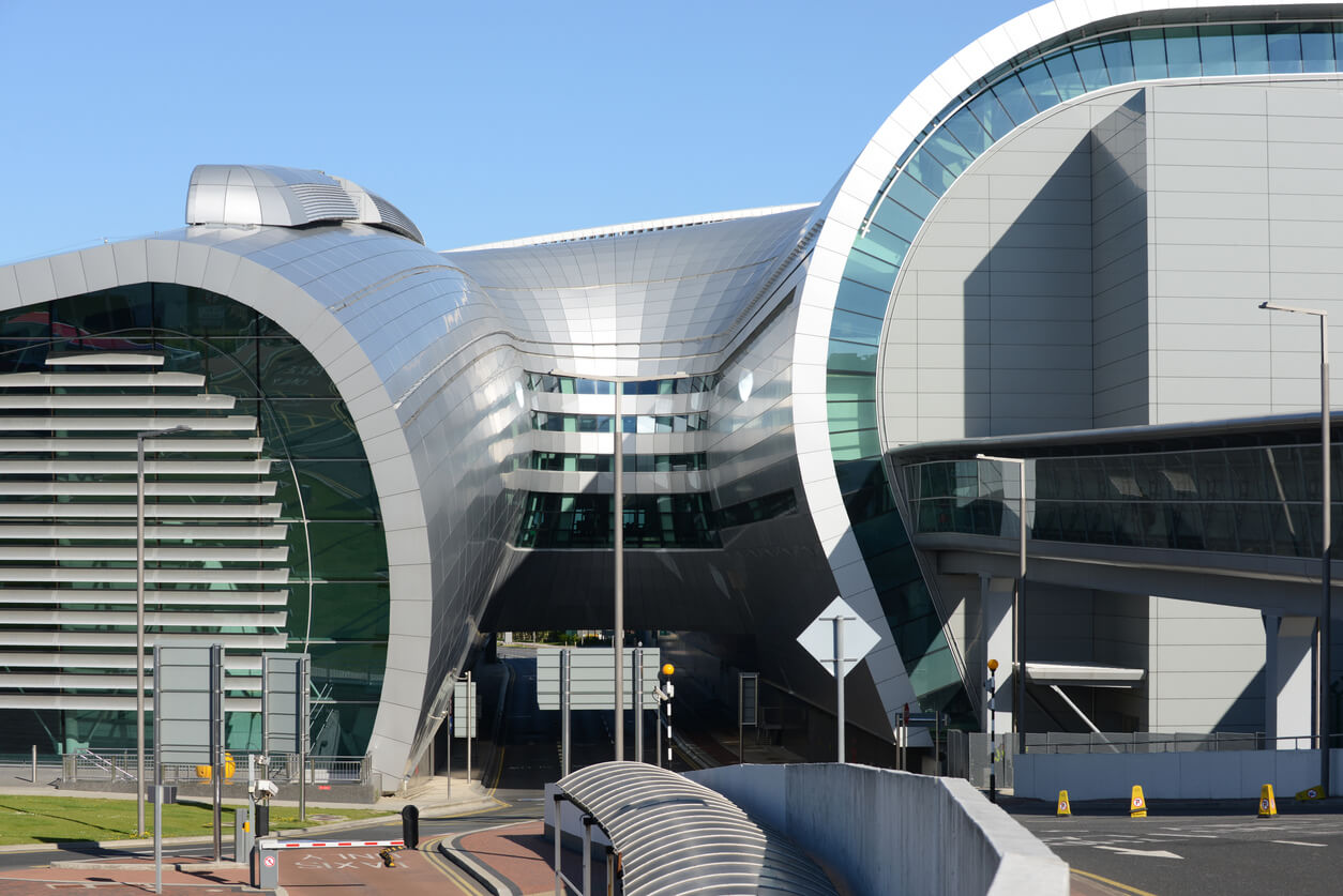 Modern building at the airport in Dublin, Ireland